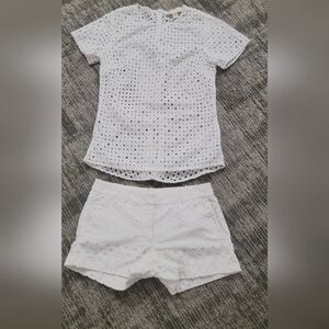 Michael Kors Elegant White Eyelet Top and Shorts Set